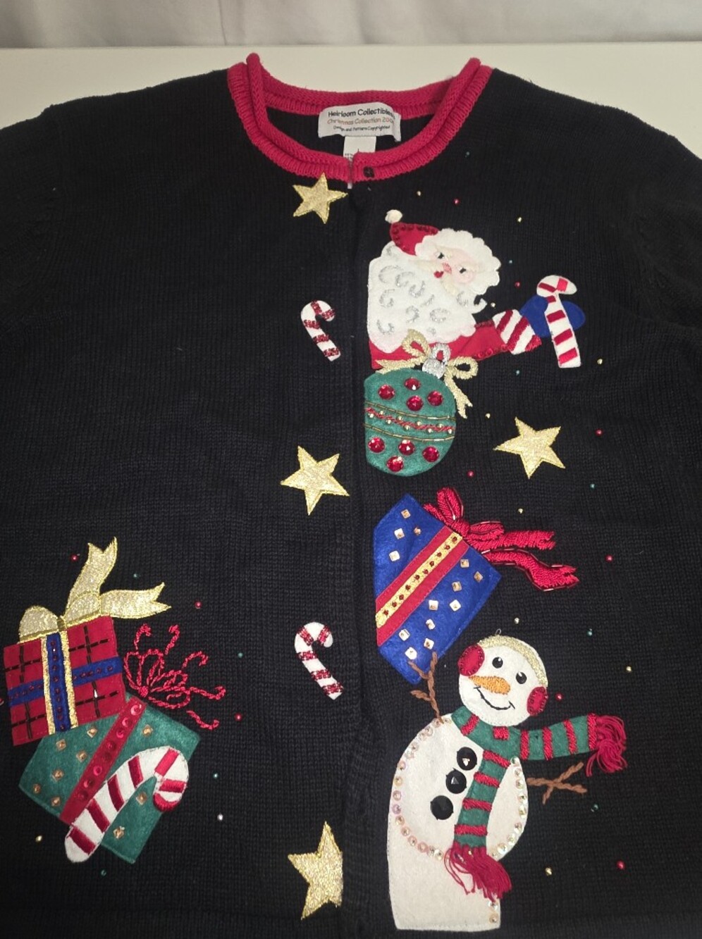 Heirloom Collectibles Christmas Collection 2004 Black Knit Sweater